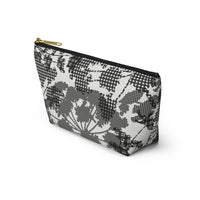 Floral Plaid Accessory Pouch w T-bottom in Black